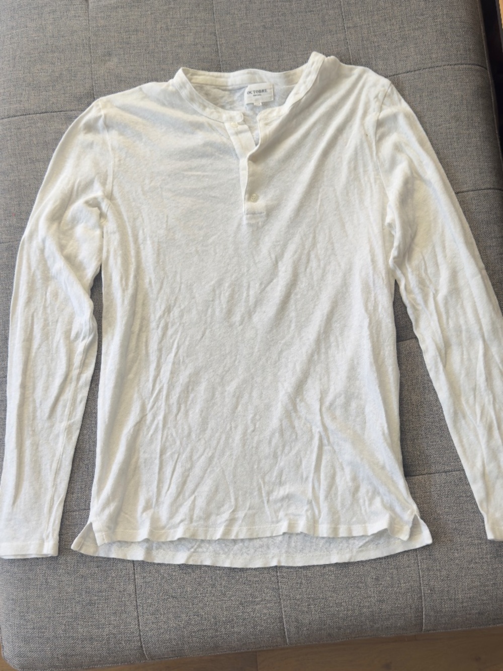 Octobre Editions Gordon Cotton/Linen T-Shirt| Color: Ecru | XS | Henley
